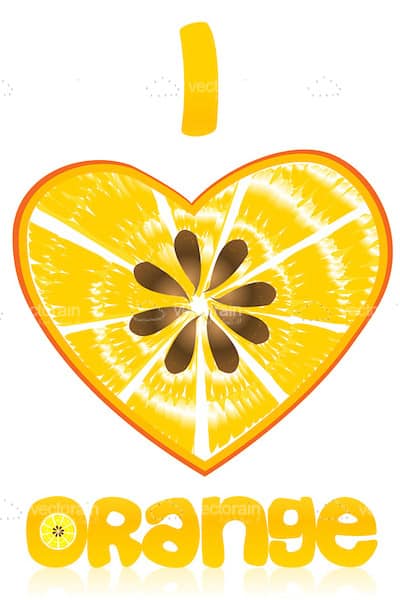 I Love Orange Design with Heart Shaped Orange